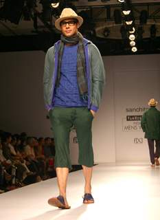 A model showcasing designer Sanchita's creation at the Van Heusen India Mens Week 2011, in New Delhi on Saturday. .