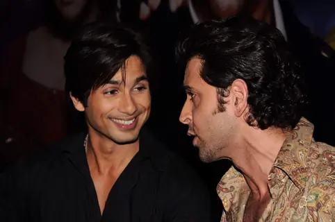 Hrithik Roshan and Shahid Kapoor on the sets of Just Dance in Filmcity, Mumbai