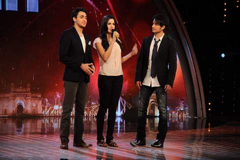 Imran Khan, Ali Zafar and Katrina Kaif on the sets of India's Got Talent