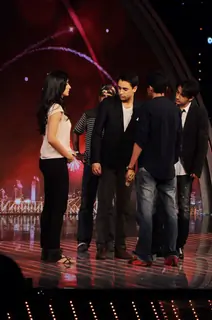 Imran Khan, Ali Zafar and Katrina Kaif on the sets of India's Got Talent