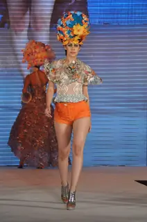 Model walks the ramp for WLC Chimera fashion show at Leela Hotel
