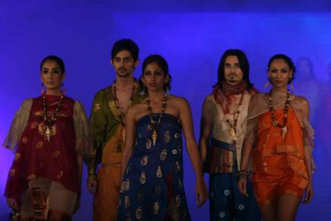 Model walks the ramp for WLC Chimera fashion show at Leela Hotel