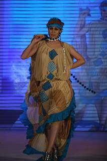 Model walks the ramp for WLC Chimera fashion show at Leela Hotel