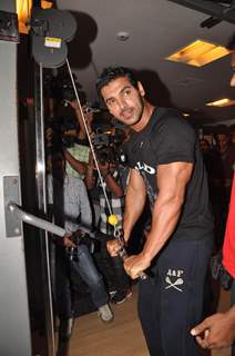 John Abraham promotes his film Force at Gold Gym, Bandra in Mumbai