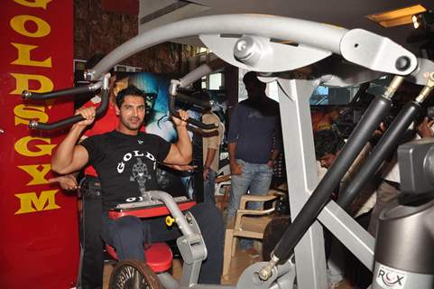 John Abraham promotes his film Force at Gold Gym, Bandra in Mumbai