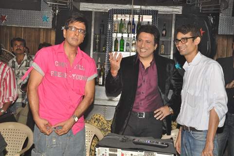 Govinda and Javed Jaffrey on the location of film 'Loot' at Chandivali