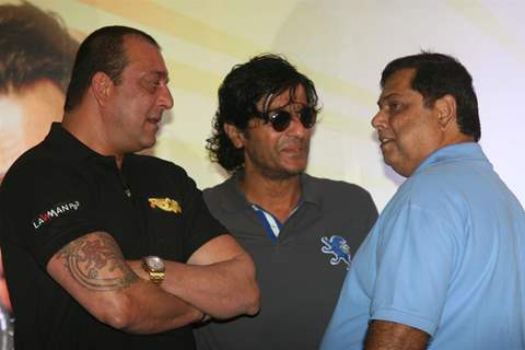 Sanjay Dutt, David Dhawan and Chunky Pandey at Film 'Rascals' music launch at Hotel Leela in Mumbai