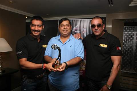 Ajay Devgn, Sanjay Dutt and David Dhawan at Film 'Rascals' unveil the Bhaskar Bollywood Awards