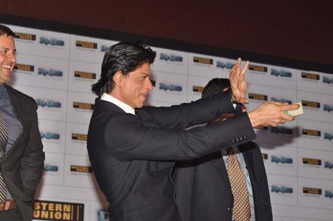 Shah Rukh Khan at Western Union-Ra.One media meet at Grand Hyatt, Mumbai