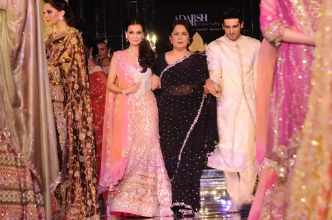 Dia Mirza and Zayed Khan walks the ramp for designer Adarsh Gill's Show at Amby Valley India Bridal Week day 2. .