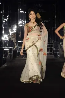 Model walks the ramp for designer Bhairavi Jaikishen's show at Amby Valley India Bridal Week day 2. .