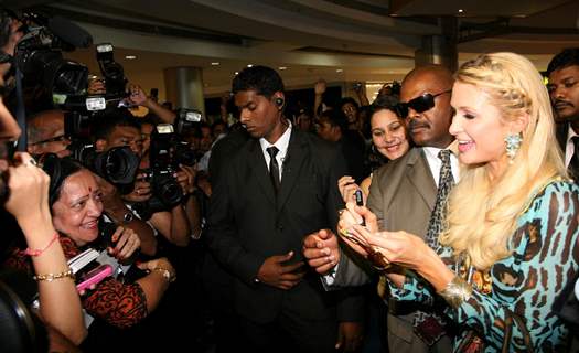 Paris Hilton showcases her line of handbags and accessories at Shoppers Stop at Inorbit Mall in Malad, Mumbai