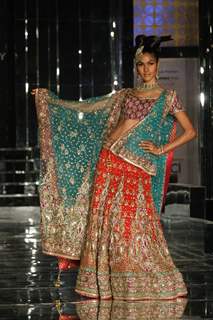 Model walks on the ramp for Neeta Lulla Show at India Bridal week 2011 Day 4 in Grand Hyatt, Mumbai