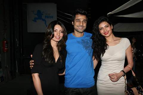 Hanif, Shama and Karishma at Mikey Mc Cleary's THE BARTENDER music album launch at Blue Frog