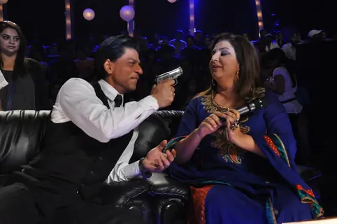 Shah Rukh Khan and Farah Khan at the finale of Just Dance at Filmcity, Mumbai
