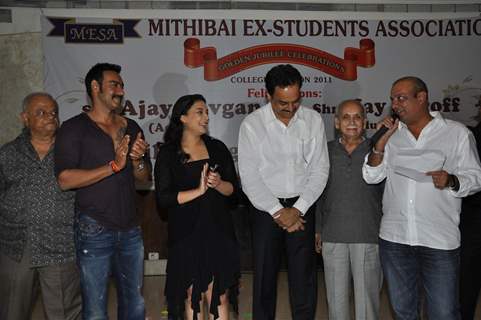 Ajay Devgan felicitated by Ex Mithibai College association headed by Krishna Hegde