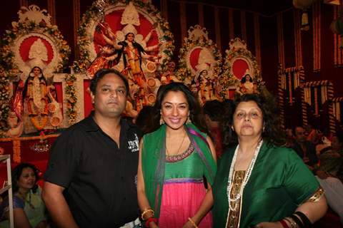 Rupali Ganguly at Sarbojanin Durga Puja Pandal in Mumbai