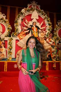 Rupali Ganguly at Sarbojanin Durga Puja Pandal in Mumbai