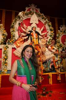 Rupali Ganguly at Sarbojanin Durga Puja Pandal in Mumbai