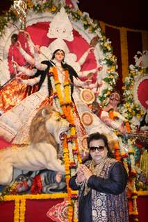 Bappi Lahiri at Sarbojanin Durga Puja Pandal in Mumbai