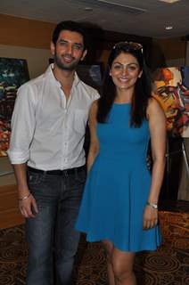 Chirag Paswan & Neeru Bajwa poses during an Art Exhibition at Vivanta by Taj in Mumbai