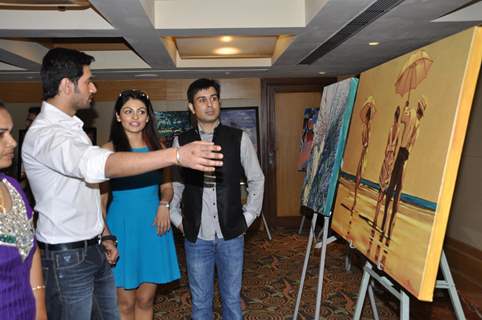 Chirag Paswan & Neeru Bajwa poses during an Art Exhibition at Vivanta by Taj in Mumbai