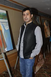 Chirag Paswan & Neeru Bajwa poses during an Art Exhibition at Vivanta by Taj in Mumbai