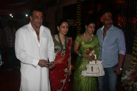 Ajay and Kajol Devgn grace Sanjay and Manyata Dutt's Mata Ki Chowki in Bandra