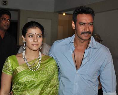 Ajay and Kajol Devgn grace Sanjay Dutt's Mata Ki Chowki in Bandra