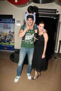 Zayed Khan with son and Dia Mirza at Premiere of movie 'Love Breakups Zindagi' at PVR