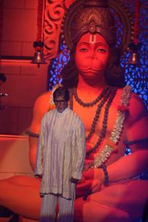 Amitabh Bachchan performs during the launch of album 'Shri Hanuman Chalisa' in Mumbai