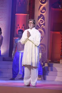Amitabh Bachchan performs during the launch of album 'Shri Hanuman Chalisa' in Mumbai