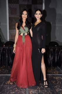 Sonam Kapoor & Model Ujjwala Raut at Kingfisher Modelhunt Flag-off event in Mehboob, Mumbai