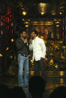 Sunil Shetty and Javed Jaffrey on the sets of Comedy Circus at Mohan studios