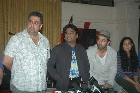 Ranbir Kapoor with A.R. Rahman for the film 'Rockstar' concert press meet at Santacruz in Mumbai