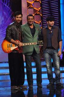 Ranbir Kapoor, Sanjay Dutt and Mohit Chauhan on the sets of Bigg Boss Season 5 at Karjat
