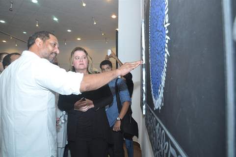 Nana Patekar and Lyricist Gulzar at Calligraphic Painting Exhibition 'Silver Calligraphy' in Mumbai