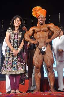 Kishori Shahane at Mr. Universe contest at Andheri Sports Complex. .