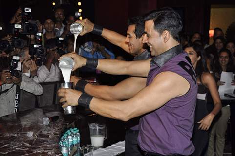 Akshay Kumar and John Abraham at Desi Boyz music launch at Enigma