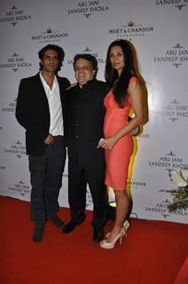 Arjun Rampal with wife grace Abu Jani and Sandeep Khosla's 25th year bash at the Grand Hyatt, Mumbai