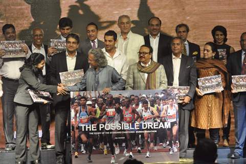 John, Rahul Bose, Dalip and Gul poses during the launch of book ‘The Possible Dream’ in Mumbai