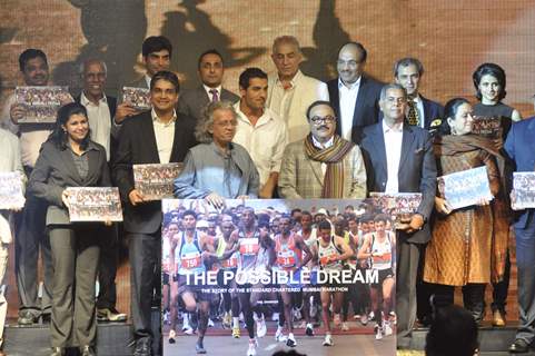 John, Rahul Bose, Dalip and Gul poses during the launch of book ‘The Possible Dream’ in Mumbai