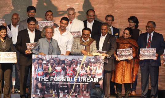 John Abraham, Rahul Bose, Dalip Tahil and Gul Panag poses during the launch of book ‘The Possible Dream’ in Mumbai