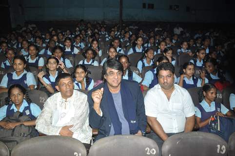 Mukesh Khanna celebrates Children Day and Golden Jubali Day promotion of Marathi film 'Ardha Gangu Ardha Gondya' with school children in Mumbai