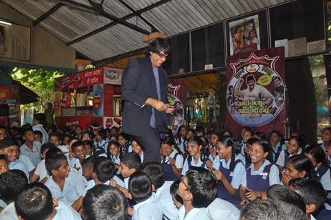 Mukesh Khanna celebrates Children Day and Golden Jubali Day promotion of Marathi film 'Ardha Gangu Ardha Gondya' with school children in Mumbai