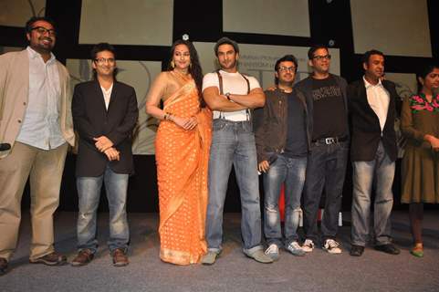 Sonakshi Sinha and Ranveer Singh during the launched of Vikramaditya Motwane film 'Lootera' at Yash Raj Studio