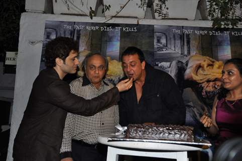 Sanjay Dutt with Shiney Ahuja and Bharat Shah launches film 'Ghost' music at Olive Kitchen and Bar at Bandra in Mumbai