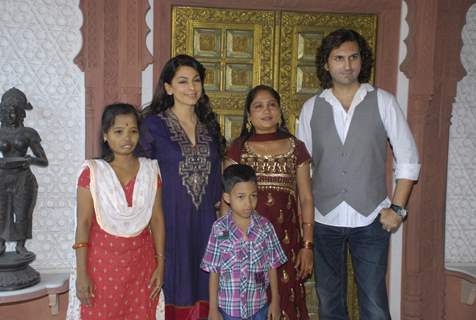 Juhi Chawla and Rahul Sharma during his meet with the Thalassaemia Patients at Malabar Hill in Mumba