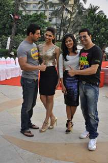 Akshay Kumar, Deepika Padukone, John Abraham and Chitrangda Singh at 'Desi Boyz' media meet
