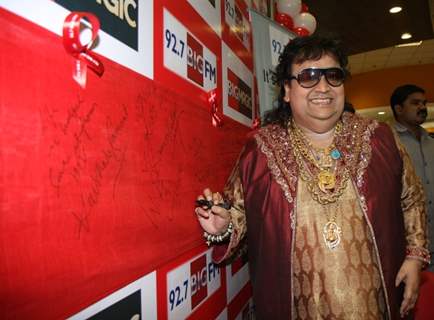 Bappi Lahiri at 92.7 BIG FM on the occasion of World Aids Day, Mumbai